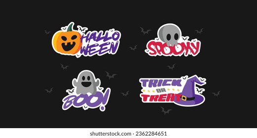 Simple cute and youth Halloween stickers with illustration