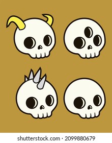 simple cutes cartoon toon mohawk hair skull