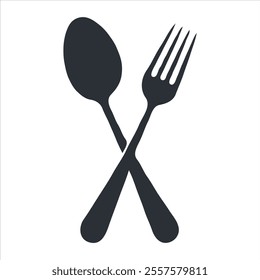 Simple Cutlery Icon Fork and Spoon Illustration