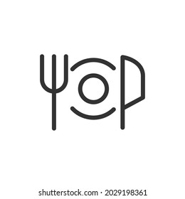 Simple cutlery line icon. Premium symbol in stroke style. Design of cutlery icon. Vector illustration.