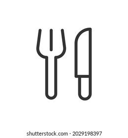 Simple cutlery line icon. Premium symbol in stroke style. Design of cutlery icon. Vector illustration.
