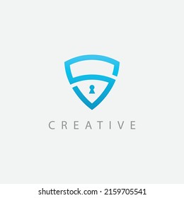 Simple cyber Security S letter initial lock logo vector illustration.