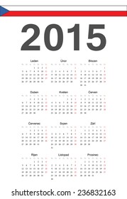Simple Czech 2015 year vector calendar. Week starts from Mondays.