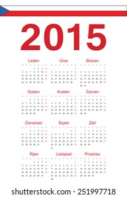 Simple Czech 2015 year vector calendar. Week starts from Mondays.