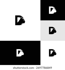 Logotipo simple del gato de la letra de D, logotipo minimalista