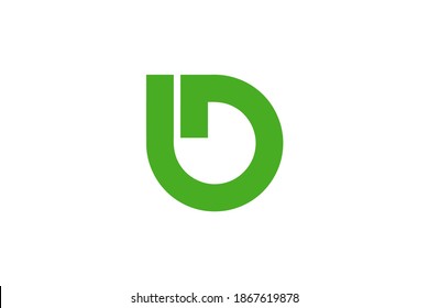 Simple D letter and leaf logo design template