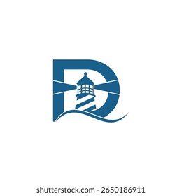 Simple D Letter Lighthouse Logo Design