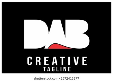 Simple DAB text vector, modern logo design, black background.