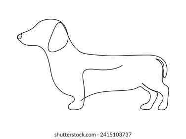 Simple dachshund dog continuous one line drawing. Isolated on white background vector illustration. Pro vector