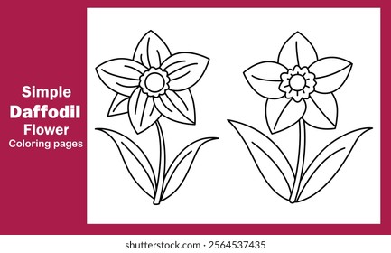 "Simple Daffodil Flower Coloring Pages – Bright and Easy Floral Designs for Relaxation and Creativity"