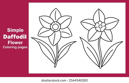 "Simple Daffodil Flower Coloring Pages – Bright and Easy Floral Designs for Relaxation and Creativity"