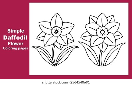 "Simple Daffodil Flower Coloring Pages – Elegant and Easy Floral Designs for Relaxation and Creativity"