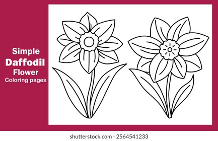 "Simple Daffodil Flower Coloring Pages – Bright and Beautiful Floral Designs for Relaxation and Creativity"