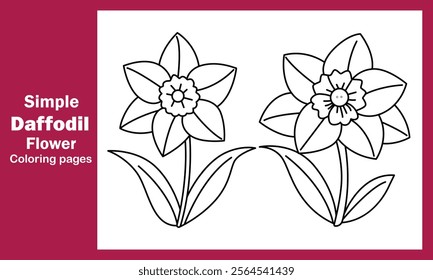 "Simple Daffodil Flower Coloring Pages – Elegant and Easy Floral Designs for Relaxation and Fun"