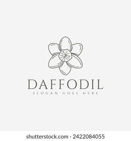 Simple Daffodil flower logo, lineart Daffodil vector design