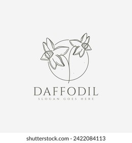 Simple Daffodil flower logo, lineart Daffodil vector design