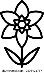 Simple Daffodil in Outline with a Trumpet Shape Vector | Elegant Floral Icon | Minimalist Botanical Design for Logos, Prints, and Decorative Elements