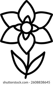 Simple Daffodil Outline with Trumpet Shape Vector Silhouette Design