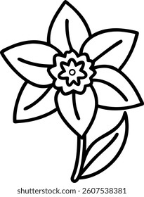 Simple Daffodil in Outline with a Trumpet-Shaped Center Vector | Elegant Floral Icon | Minimalist Botanical Design for Logos, Prints, and Decorative Elements