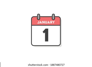 Simple Daily Calendar Vector illustration. Beginning of New year and JANUARY calendar on white background.