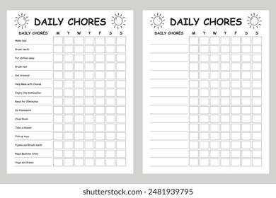 Simple Daily Chores printable black and white