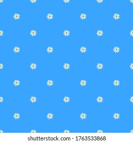 Simple daisies on a blue background. Pattern for textiles, Wallpaper, fabric, packaging paper, background.