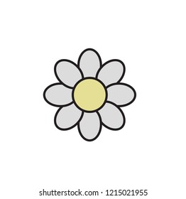 Simple daisy chamomile. Camomile icon. Cartoon design icon. Colorful flat vector illustration. Isolated on white background.