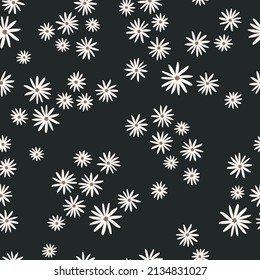 Sencillo diseño de patrones sin costura de margarita floral, prado de flores silvestres de fondo extensible para tela, textil, papel de pared, papel de papelería