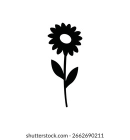 Icono de relleno de flor de margarita simple: alegre símbolo floral y de prado	