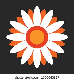 Simples Daisy Ícone de flor em estilo plano com centro laranja