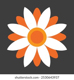 Simples Daisy Ícone de flor em estilo plano com centro laranja