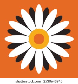 Icono de flor de margarita simple en estilo plano con centro naranja