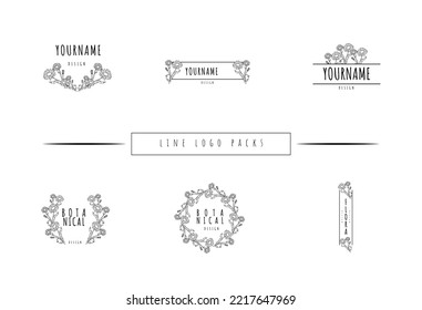 Simple daisy flower Line Logo bundle in a retro and vintage minimal style