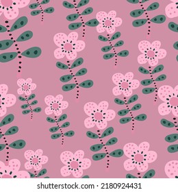 Simple daisy flower seamless pattern. Floral wallpaper. Cute ditsy print. Great for fabric design, textile print, wrapping, cover. Vector illustration.