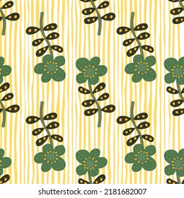 Simple daisy flower seamless pattern. Floral wallpaper. Cute ditsy print. Great for fabric design, textile print, wrapping, cover. Vector illustration.