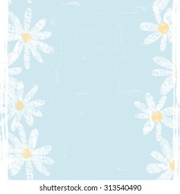 Simple daisy flowers seamless banner in naive style . All objects are conveniently grouped and are easily editable.