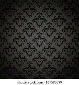 Simple damask wallpaper in black