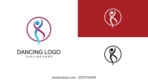 Simple dance logo design with modern concept | premium vector