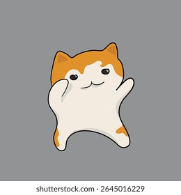 Simple dancing cat, cartoon illustration meme