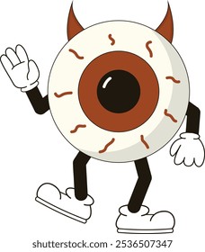 simple dancing cute eye halloween mascot illustration with funny pose and expression