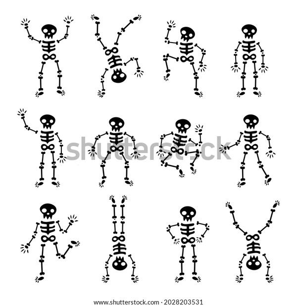 Simple Dancing Skeletons Various Skeletal Poses Stock Vector (royalty 