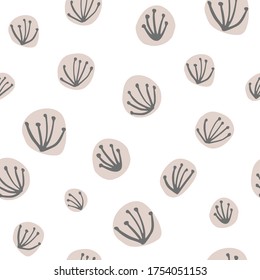 Simple dandelion seamless pattern. Scandinavian style. Cute dandelion seed. Organic background. Decorative backdrop for fabric design, textile print, wrapping paper, cover. Vector illustration