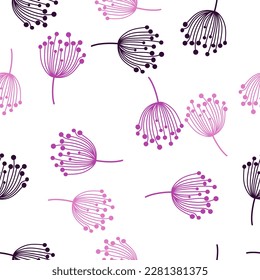 Simple dandelion silhouette seamless pattern. Blowball botanical background. Abstract floral wallpaper. Design for fabric, textile print, wrapping, cover. Vector