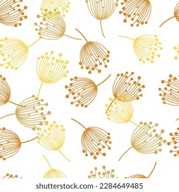 Simple dandelion silhouette seamless pattern. Blowball botanical background. Abstract floral wallpaper. Design for fabric, textile print, wrapping, cover. Vector