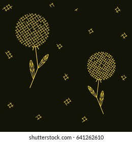 simple dandelions seamless geometrical pattern, vector illustration, editable colors, background is separate layer 