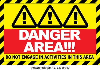 simple Vector de advertencia del vehículo del ÁREA DE PELIGRO, cuadrado amarillo.