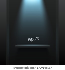 Simple dark background with blue backlight. Free space for your product. Vector illustration.