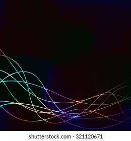 Simple dark background with colorful waves - template