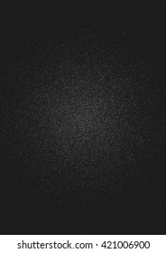 Simple dark background with white dots gradient. Light center and dark edges. Cool abstract black backdrop with dotwork gradient light effect.