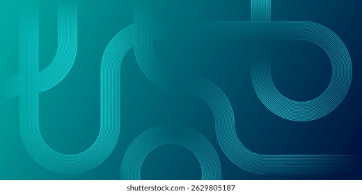 Simple dark blue abstract background with lines in dynamic curved geometric style as the main element